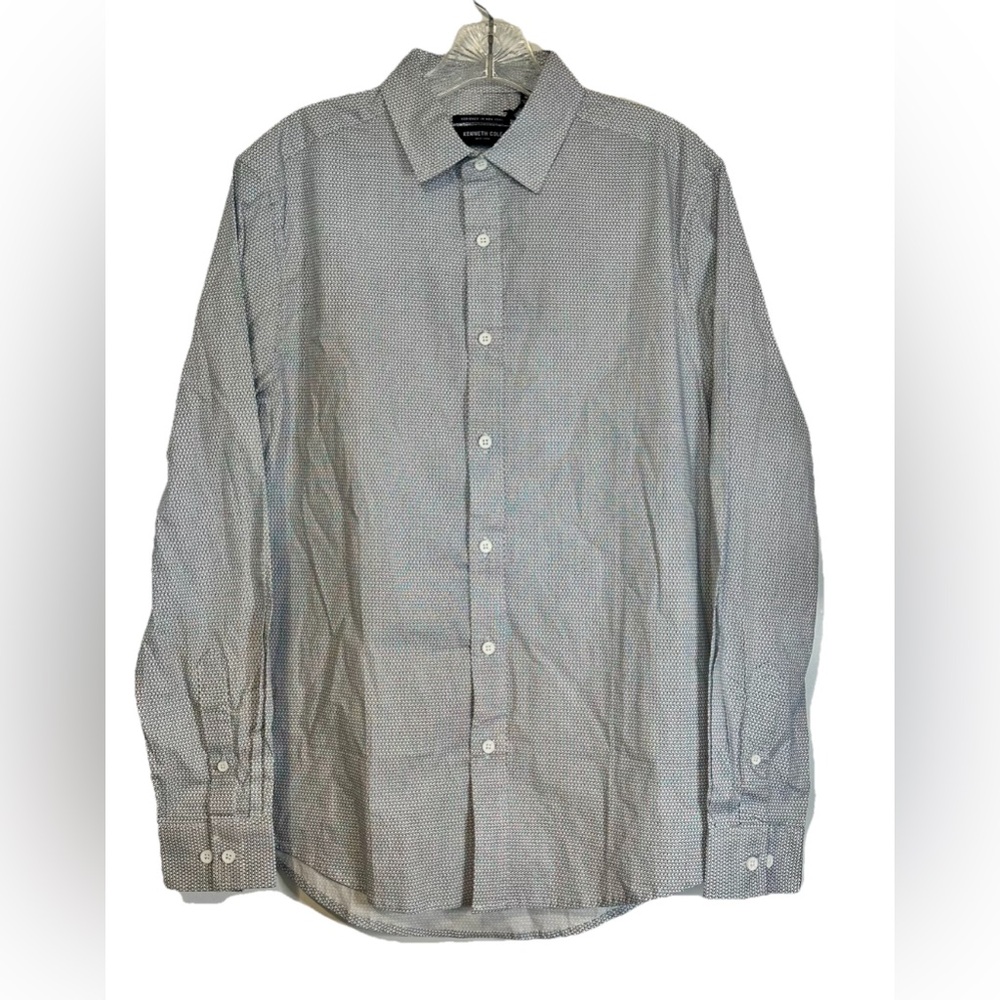 Kenneth Cole Men’s Shirt Size Medium Mobility Woven Anchors White Black New Tags